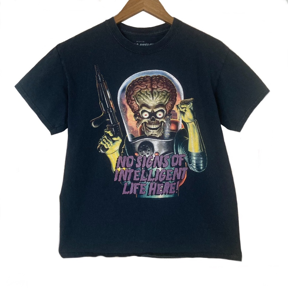 Mars Attacks No Signs Intelligent Life Here Black Tee Shirt